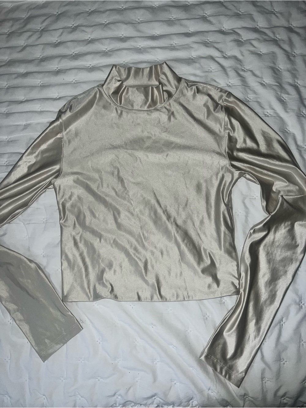 Babaton Satin Mock Neck Long-Sleeve Top